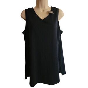 J. Jill NWT Black Sleeveless Tank Top/Blouse Size Medium 100% Pima Cotton